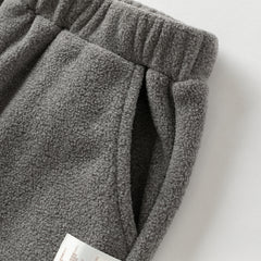 Dave&Bella Kids Girls/Boys Autumn Pink/Grey Cozy Fleece Hooded Coat Pant Suits Set