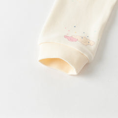Dave&Bella Toddler Girls Winter Cute Beige/Pink Print Breathable Cotton Pajamas