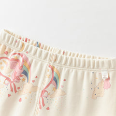 Dave&Bella Toddler Girls Winter Cute Beige/Pink Print Breathable Cotton Pajamas