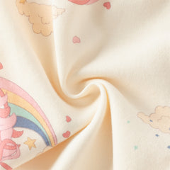 Dave&Bella Toddler Girls Winter Cute Beige/Pink Print Breathable Cotton Pajamas