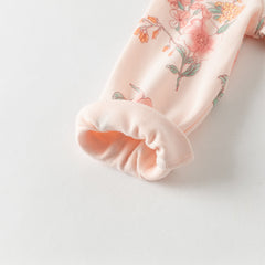 Dave&Bella Toddler Girls Winter Cute Beige/Pink Print Breathable Cotton Pajamas