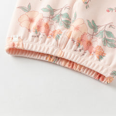 Dave&Bella Toddler Girls Winter Cute Beige/Pink Print Breathable Cotton Pajamas