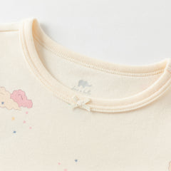 Dave&Bella Toddler Girls Winter Cute Beige/Pink Print Breathable Cotton Pajamas