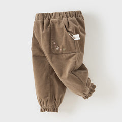 Dave&Bella Toddler Girls Casual Dark Pink/Coffee Brown Outdoor Cozy Padded Pants