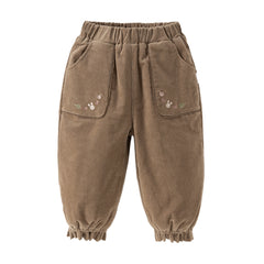 Dave&Bella Toddler Girls Casual Dark Pink/Coffee Brown Outdoor Cozy Padded Pants