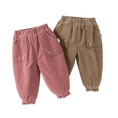 Dave&Bella Toddler Girls Casual Dark Pink/Coffee Brown Outdoor Cozy Padded Pants