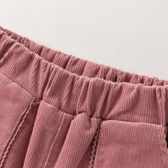 Dave&Bella Toddler Girls Casual Dark Pink/Coffee Brown Outdoor Cozy Padded Pants