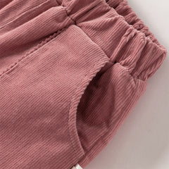 Dave&Bella Toddler Girls Casual Dark Pink/Coffee Brown Outdoor Cozy Padded Pants