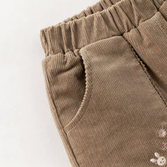 Dave&Bella Toddler Girls Casual Dark Pink/Coffee Brown Outdoor Cozy Padded Pants