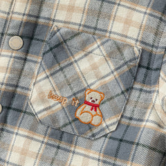 Dave&Bella Kids Boys Autumn Blue Grey Plaid Casual Padded Shirts Tops