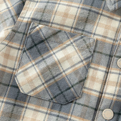 Dave&Bella Kids Boys Autumn Blue Grey Plaid Casual Padded Shirts Tops