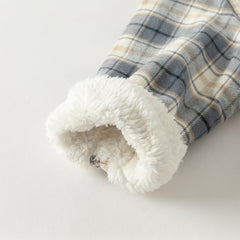 Dave&Bella Kids Boys Autumn Blue Grey Plaid Casual Padded Shirts Tops