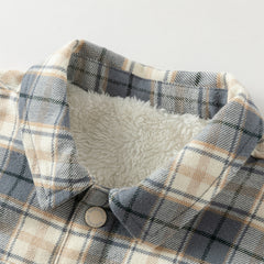 Dave&Bella Kids Boys Autumn Blue Grey Plaid Casual Padded Shirts Tops