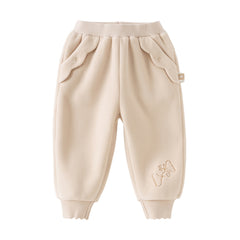 Dave&Bella Toddler Girls Winter Beige/Grey Pink Playful Loose Drawstring Sweatpants