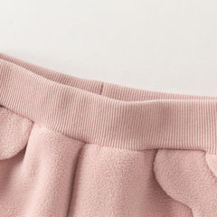 Dave&Bella Toddler Girls Winter Beige/Grey Pink Playful Loose Drawstring Sweatpants