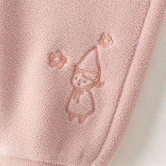 Dave&Bella Toddler Girls Winter Beige/Grey Pink Playful Loose Drawstring Sweatpants