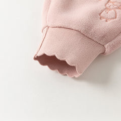 Dave&Bella Toddler Girls Winter Beige/Grey Pink Playful Loose Drawstring Sweatpants