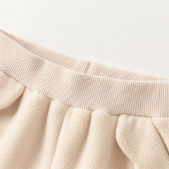 Dave&Bella Toddler Girls Winter Beige/Grey Pink Playful Loose Drawstring Sweatpants