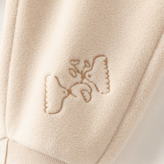 Dave&Bella Toddler Girls Winter Beige/Grey Pink Playful Loose Drawstring Sweatpants