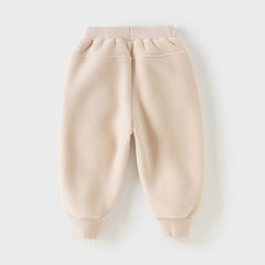 Dave&Bella Toddler Girls Winter Beige/Grey Pink Playful Loose Drawstring Sweatpants