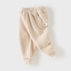 Dave&Bella Toddler Girls Winter Beige/Grey Pink Playful Loose Drawstring Sweatpants