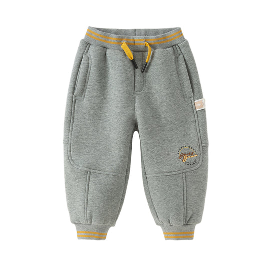 Dave&Bella Toddler Boys Winter Warm Plush-lined Sports Drawstring Sweatpants