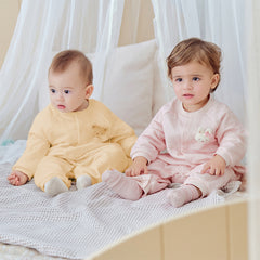 Dave&Bella Baby Girls/Boys Yellow/pink Long-sleeved Soft Padded Rompers