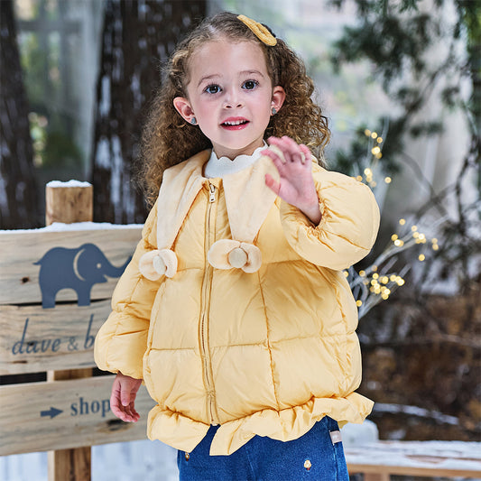 Dave&Bella Toddler Girls Fashion Yellow Outdoor Waterproof Cozy Down Coats