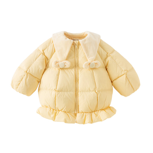 Dave&Bella Toddler Girls Fashion Yellow Outdoor Waterproof Cozy Down Coats