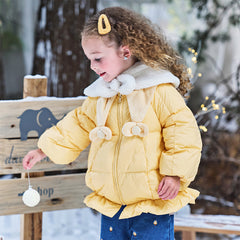 Dave&Bella Toddler Girls Fashion Yellow Outdoor Waterproof Cozy Down Coats