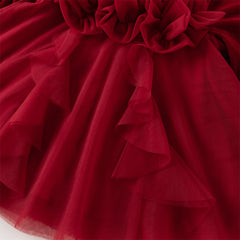 Dave&Bella Toddler Girls Cute Red Soft Turtle Cozy A-line Mesh Princess Dress