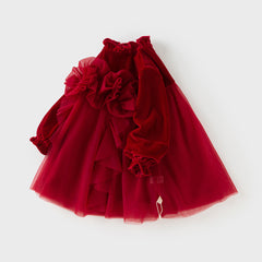 Dave&Bella Toddler Girls Cute Red Soft Turtle Cozy A-line Mesh Princess Dress