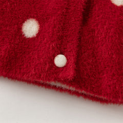 Dave&Bella Toddler Girls Red Dots-print Hooded Long-sleeved Soft Plush Capes