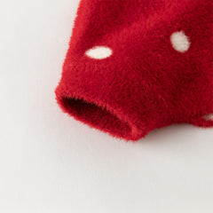 Dave&Bella Toddler Girls Red Dots-print Hooded Long-sleeved Soft Plush Capes