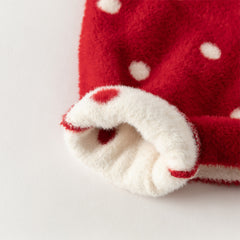 Dave&Bella Toddler Girls Red Dots-print Hooded Long-sleeved Soft Plush Capes