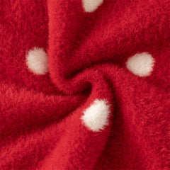 Dave&Bella Toddler Girls Red Dots-print Hooded Long-sleeved Soft Plush Capes