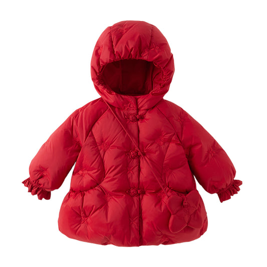 Dave&Bella Toddler Girls Winter Outwear Windproof  Warm Hooded Down Coats(wallet bag)