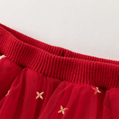 Dave&Bella Toddler Girls Festival Red Chinese-style Hooded Top Mesh Skirt Sets