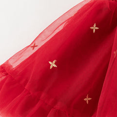 Dave&Bella Toddler Girls Festival Red Chinese-style Hooded Top Mesh Skirt Sets