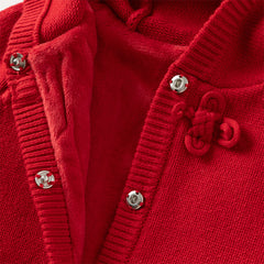 Dave&Bella Toddler Girls Festival Red Chinese-style Hooded Top Mesh Skirt Sets