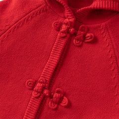 Dave&Bella Toddler Girls Festival Red Chinese-style Hooded Top Mesh Skirt Sets