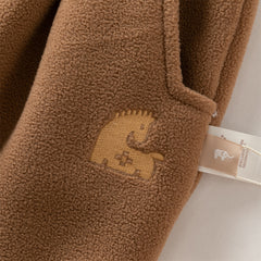 Dave&Bella Toddler Boys Coffee Brown Outdoor Loose Plush-lined Joggers Pants