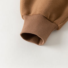 Dave&Bella Toddler Boys Coffee Brown Outdoor Loose Plush-lined Joggers Pants