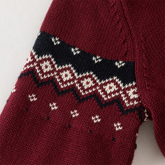 Dave&Bella Toddler Boys Purple-red Turtle Long-sleeved Plush-lined Soft Sweaters Tops