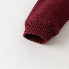 Dave&Bella Toddler Boys Purple-red Turtle Long-sleeved Plush-lined Soft Sweaters Tops