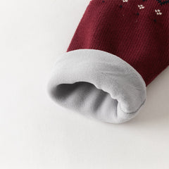 Dave&Bella Toddler Boys Purple-red Turtle Long-sleeved Plush-lined Soft Sweaters Tops