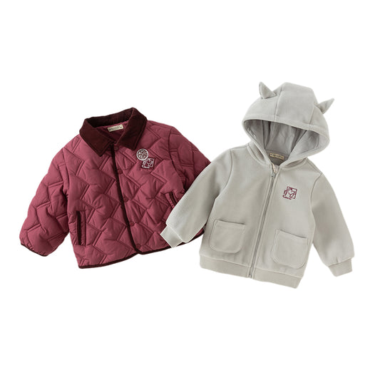 Dave&Bella Toddler Boys Purple-red Hooded Cozy Two-piece-set Coats