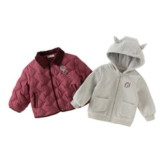 Dave&Bella Toddler Boys Purple-red Hooded Cozy Two-piece-set Coats