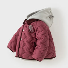 Dave&Bella Toddler Boys Purple-red Hooded Cozy Two-piece-set Coats