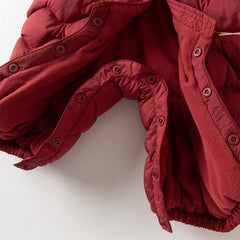 Dave&Bella Baby Girls/Boys Winter Dark Red Indoor Cozy Long Sleeve Hooded Down Romper
